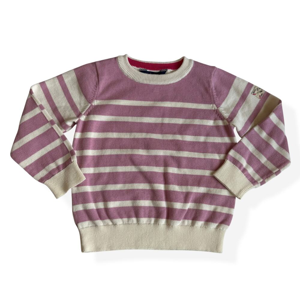 Joules Girls Lavender and Cream Striped Knit Sweater Girls 3
